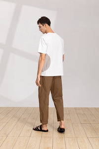 Relaxed-Fit Drawstring Cotton Trousers(BN)