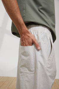 Relaxed-Fit Drawstring Cotton Trousers(GY)