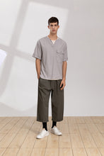 將圖片載入圖庫檢視器 V-neck Linen Loose T-Shirt (GY)