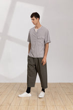 將圖片載入圖庫檢視器 V-neck Linen Loose T-Shirt (GY)