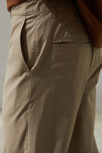 Slim-fit Trousers with Zipped Back Pocket (Khaki)