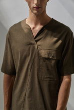 將圖片載入圖庫檢視器 V-neck Linen Loose T-Shirt (GN)