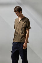 將圖片載入圖庫檢視器 V-neck Linen Loose T-Shirt (GN)