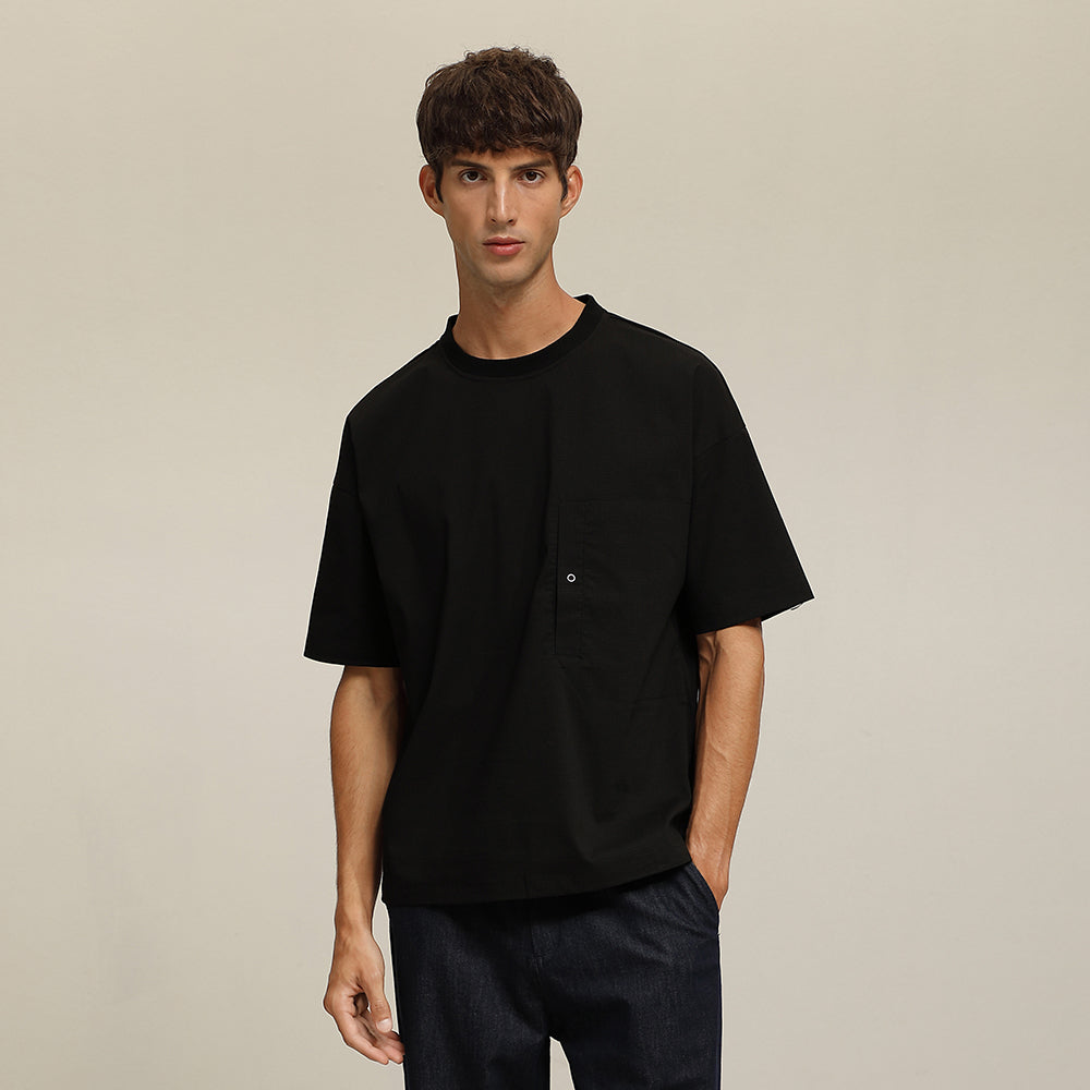 (T22BK) Seersucker ContrastT-shirt
