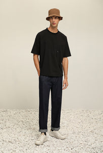 (T22BK) Seersucker ContrastT-shirt