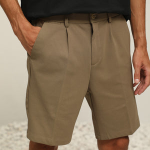 (ISP10KH) Pleated Slim-Fit Shorts
