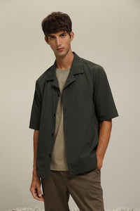 (S07GN) Camp Collar Texture Shirt