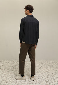 (IP19BN) Pleated Slim-Fit Flannel Trousers
