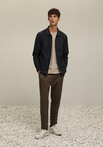 (IP19BN) Pleated Slim-Fit Flannel Trousers