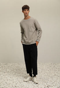 Cotton Mixed Pocket Sweater (GY)
