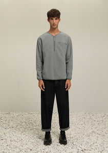Textured V-neck Sweater (GY)