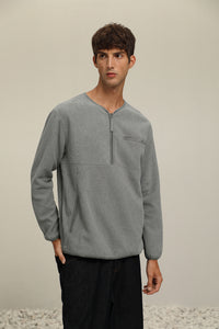 Textured V-neck Sweater (GY)