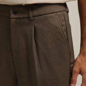 (IP19BN) Pleated Slim-Fit Flannel Trousers