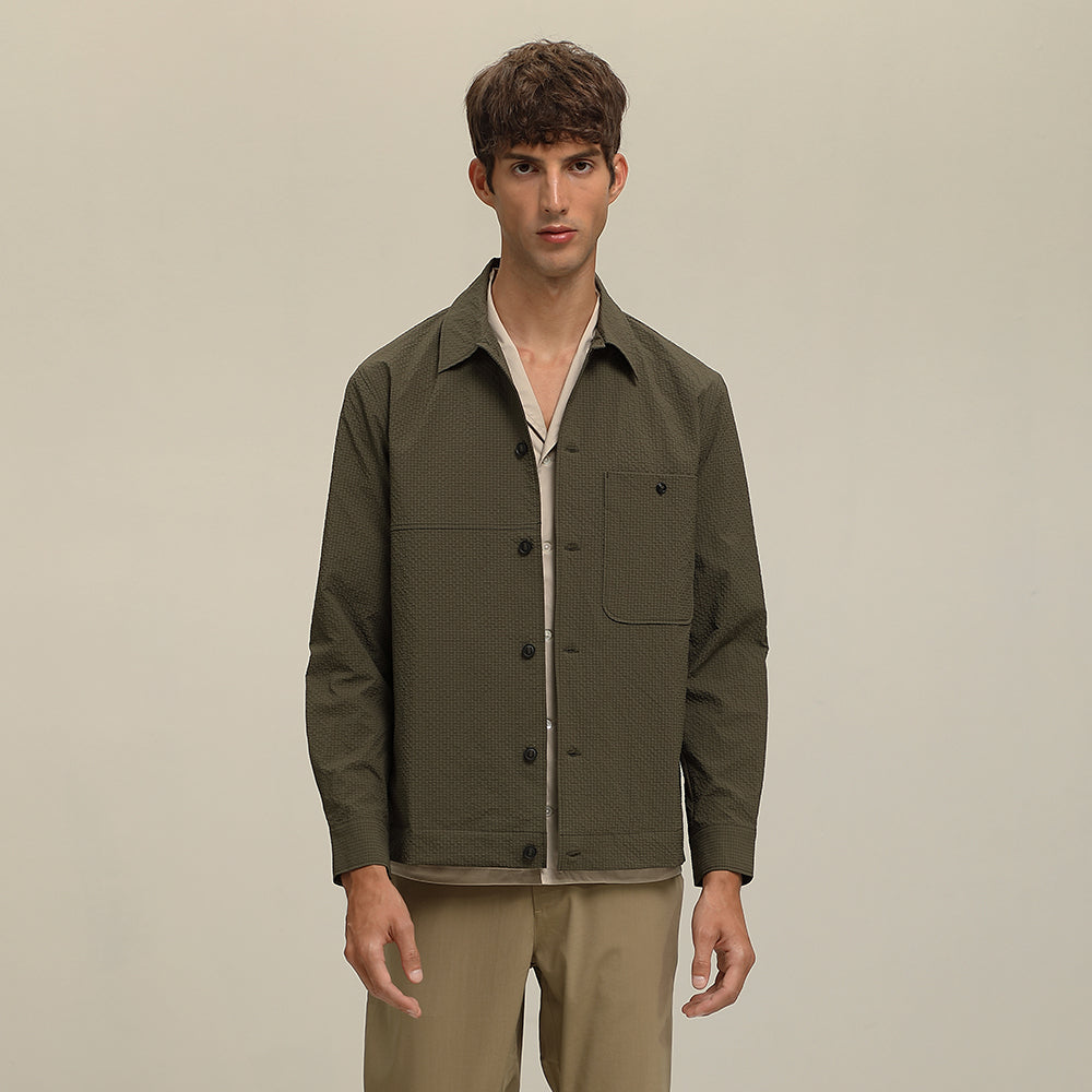 (J30GN) Light-Weight Checkered Texture Jacket