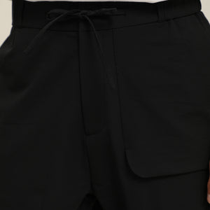 (P50BK) Cotton Elasticated Tapered Trousers