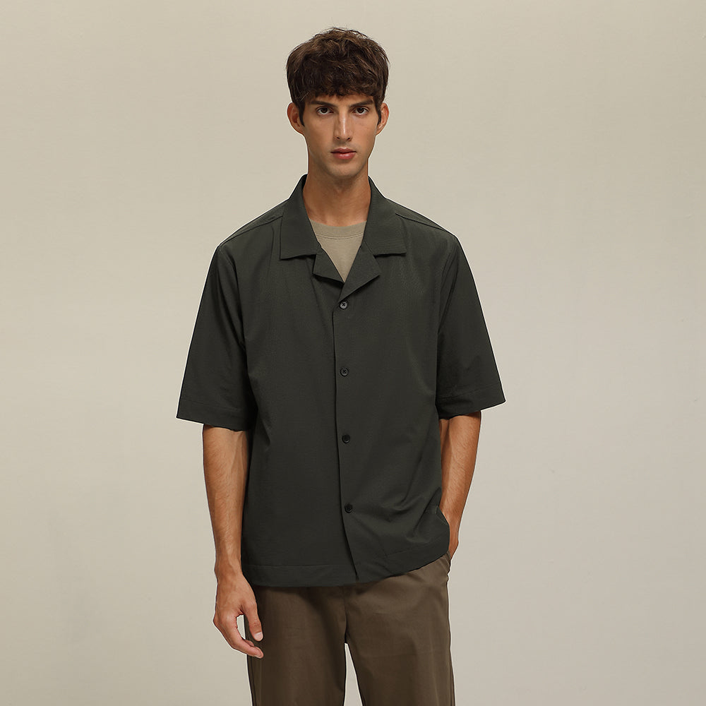 (S07GN) Camp Collar Texture Shirt