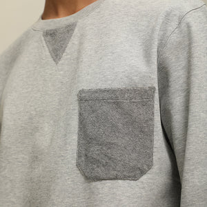 Cotton Mixed Texture Long-Sleeved T-Shirt (GY)