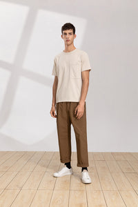Relaxed-Fit Drawstring Cotton Trousers(BN)