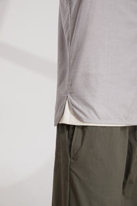 V-neck Linen Loose T-Shirt (GY)