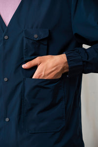 Reversible V-neck Jacket (Blue)