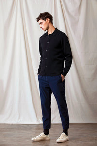 Lightweight Elastic Velcro Trousers (Dark Navy)