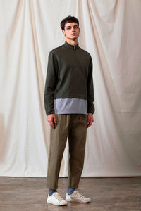 High-Necked Knit Jumper With Zip (GN)