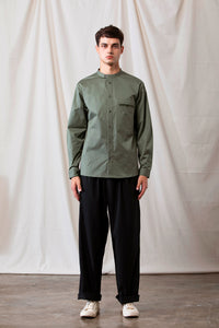 Grandad-Collar Cotton Shirt (GN)