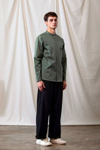Grandad-Collar Cotton Shirt (GN)
