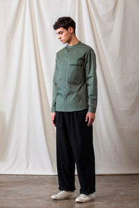Grandad-Collar Cotton Shirt (GN)