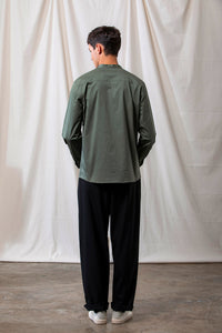 Grandad-Collar Cotton Shirt (GN)