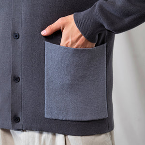 Wool-Blend Two-tone Cardigan (Grey)