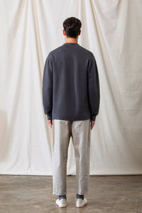 Wool-Blend Two-tone Cardigan (Grey)