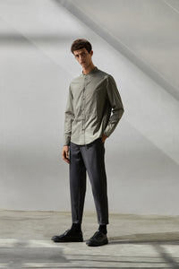 Elastic Woven Slim-Fit Trousers (Grey)