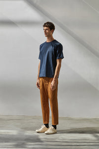 Contrast Pick Stitch Trousers (Brown)