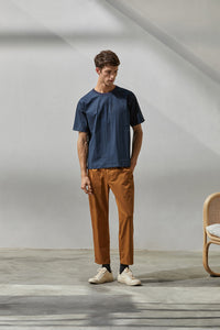 Contrast Pick Stitch Trousers (Brown)