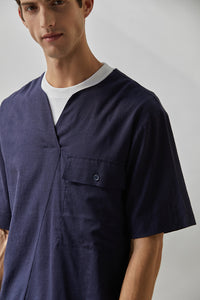 V-neck Linen Loose T-Shirt (NY)