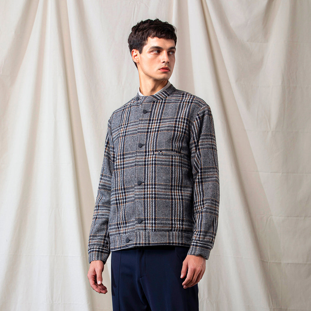 Pattern Grandad Collar Jacket