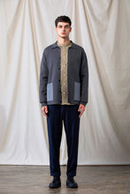 將圖片載入圖庫檢視器 Wool-Blend Two-tone Cardigan (Grey)
