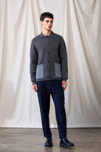 將圖片載入圖庫檢視器 Wool-Blend Two-tone Cardigan (Grey)
