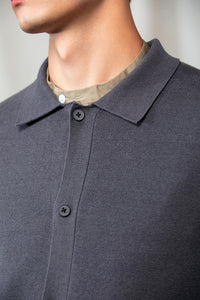 Wool-Blend Two-tone Cardigan (Grey)