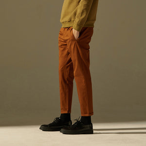 Pleated Tapered Trousers (Brown)