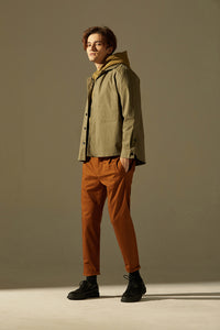 Pleated Tapered Trousers (Brown)