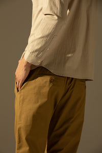 Pleated Tapered Trousers (Khaki)