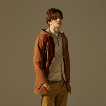 Load image into Gallery viewer, Coloured Lining Hooded Coat (Brown)
