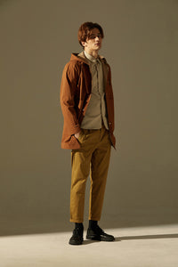 Pleated Tapered Trousers (Khaki)