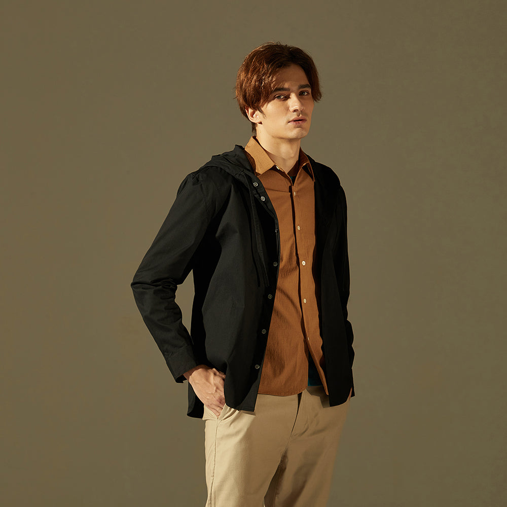 Cotton Hooded Shirt (BK)