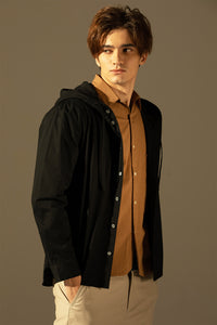 Cotton Hooded Shirt (BK)