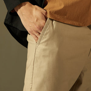 Half Elastic Waistband Trousers (Khaki)