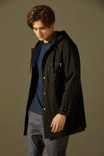 Load image into Gallery viewer, Coloured Lining Hooded Coat (Black)
