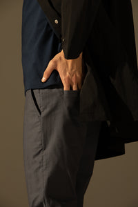 Coloured Lining Hooded Coat (Black)